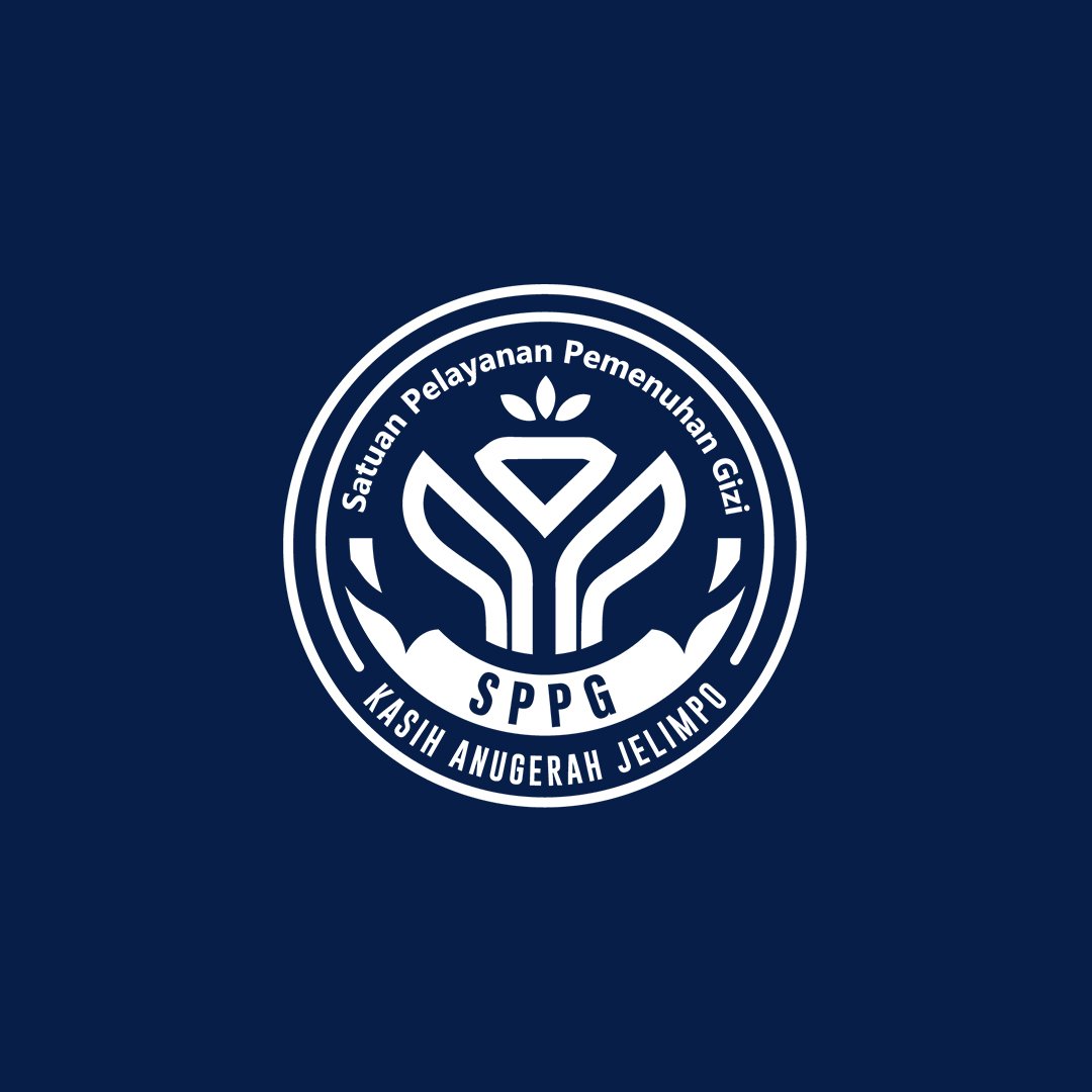 Logo KAJ dengan Latar biru tua dan logo warna putih